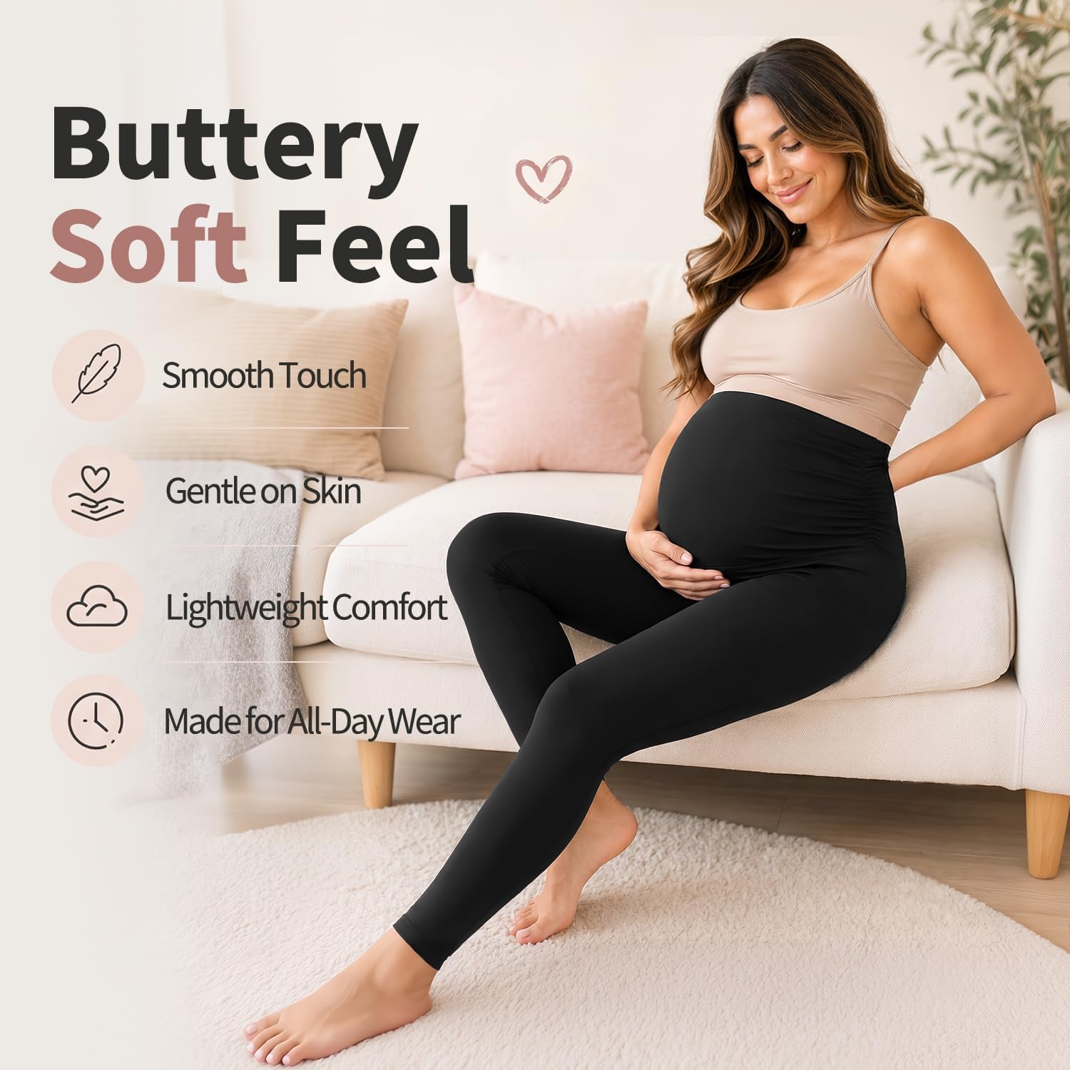 Women'S Maternity Leggings over the Belly Buttery Soft Pregnancy Yoga Pants Activewear Workout Leggings