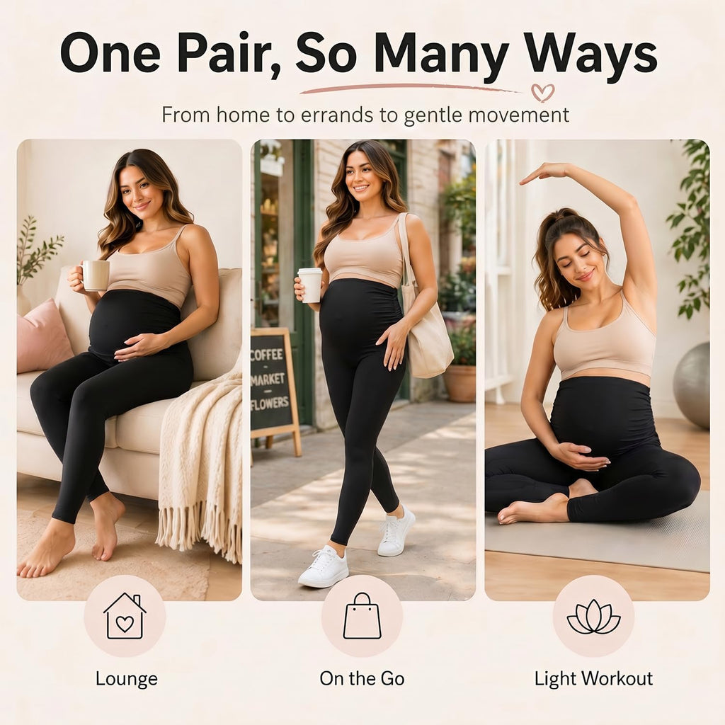Women'S Maternity Leggings over the Belly Buttery Soft Pregnancy Yoga Pants Activewear Workout Leggings