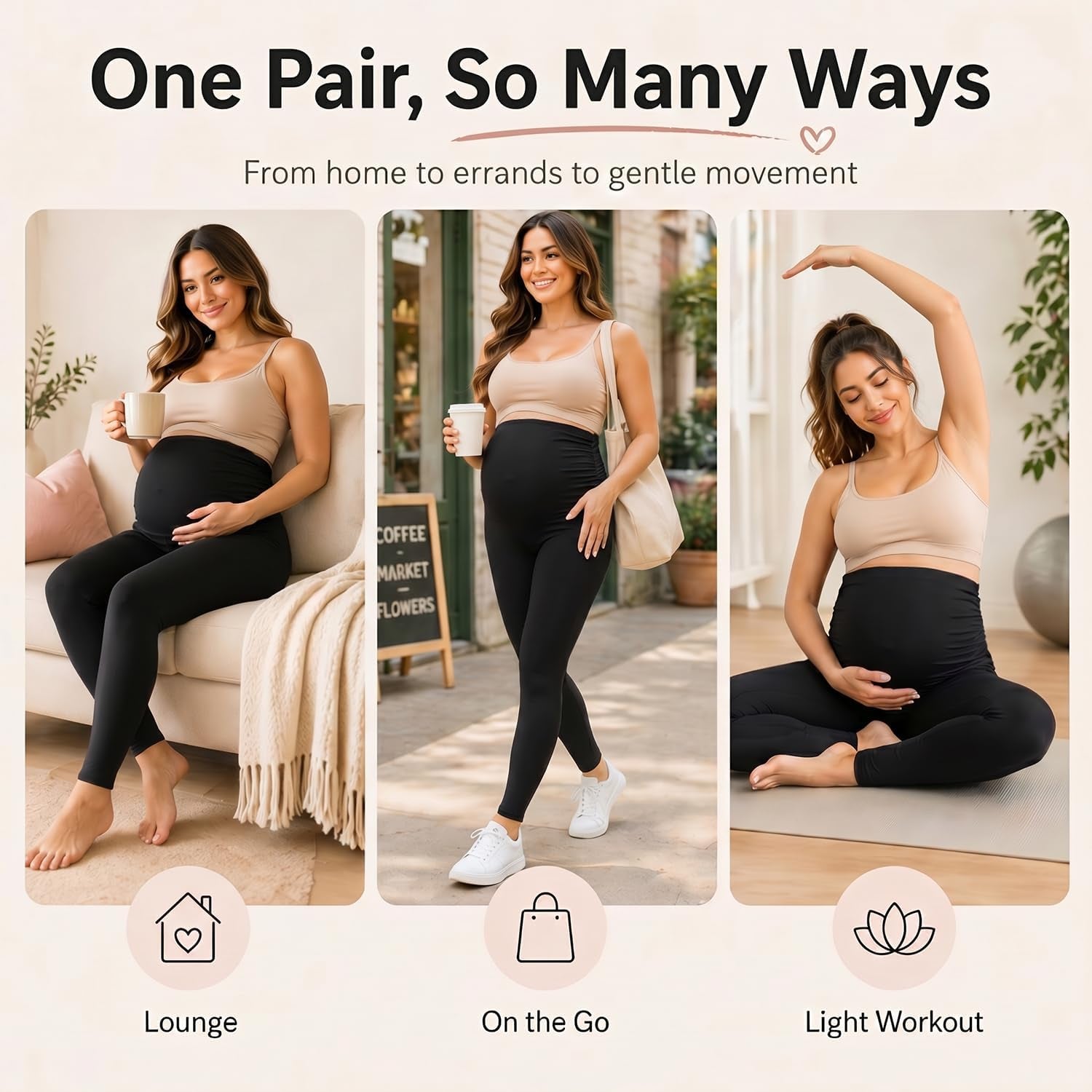 Women'S Maternity Leggings over the Belly Buttery Soft Pregnancy Yoga Pants Activewear Workout Leggings