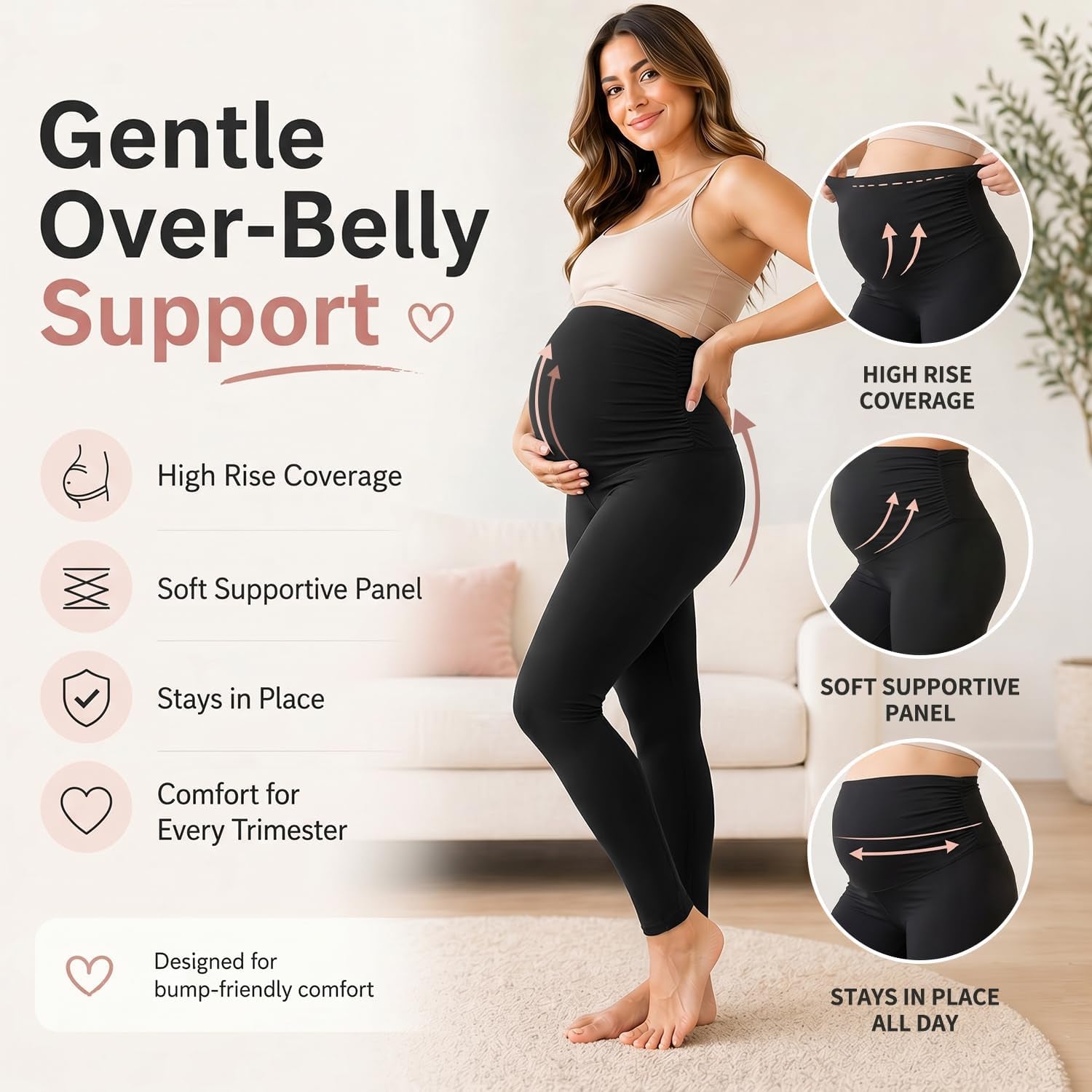 Women'S Maternity Leggings over the Belly Buttery Soft Pregnancy Yoga Pants Activewear Workout Leggings