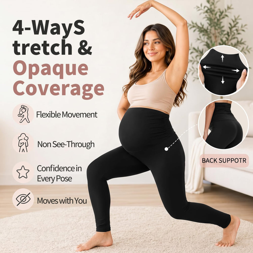 Women'S Maternity Leggings over the Belly Buttery Soft Pregnancy Yoga Pants Activewear Workout Leggings