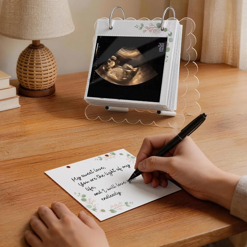 Ultrasound Pregnancy Memory Book, Scalloped Acrylic 3X4 Sonogram Album